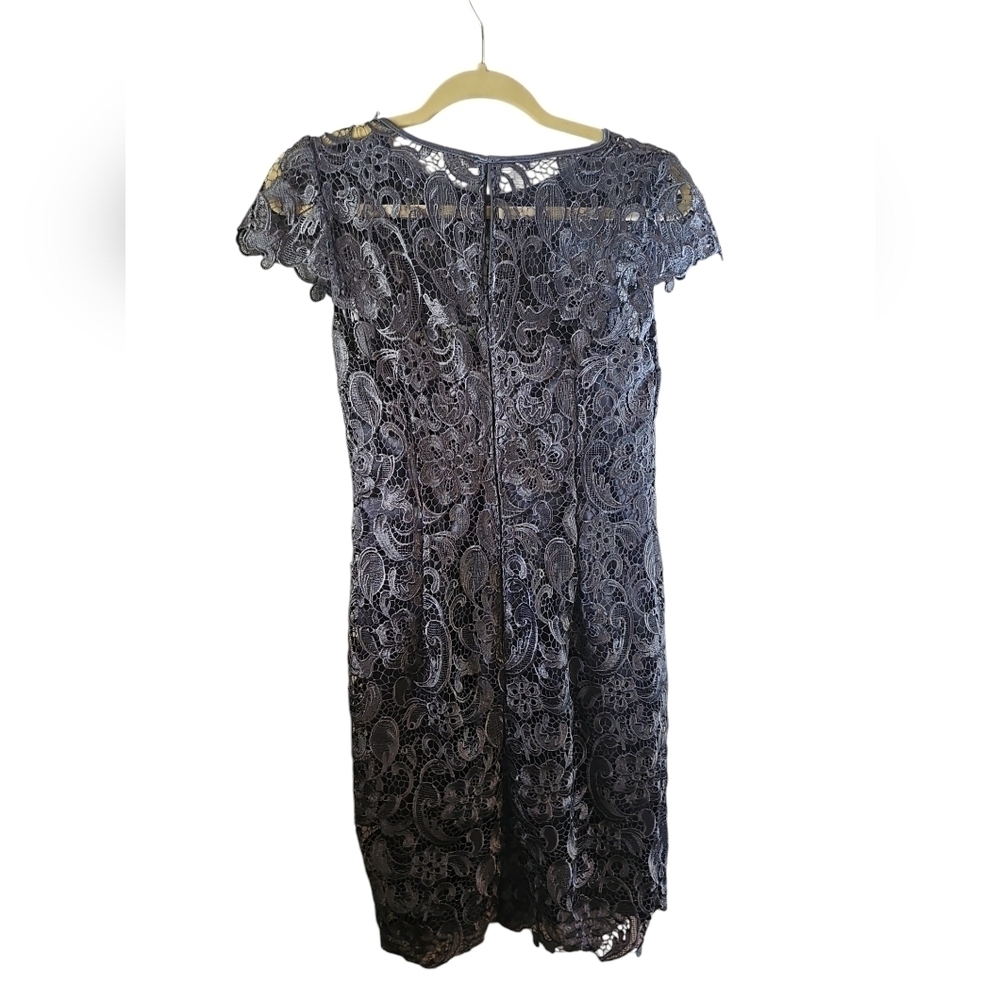 Patra Sheath Scoop Illusion Knee-Length Lace Chiffon Mother of the Bride Dress 6 - Picture 5 of 7